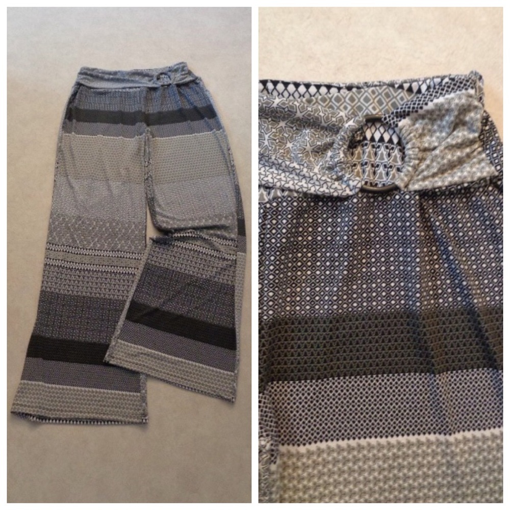 ROBERT LOUIS Fabulous Classy Palazzo Pant Lounge Formal Black Gray White Size S